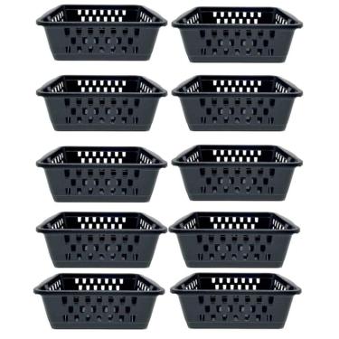 Imagem de Kit 10 Cestos Organizador Pequeno 800 Ml Preto 16X12X6Cm