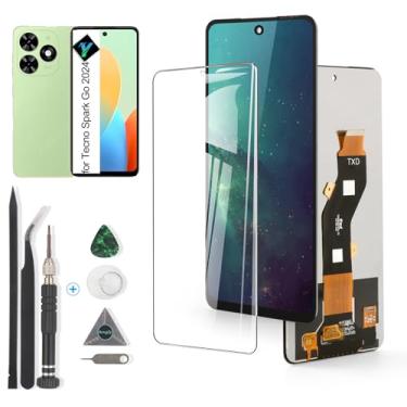Imagem de YWLRONG Substituição de tela para Tecno Spark Go 2024 Display LCD Touch Screen Digitalizador Substituição com ferramentas (preto)