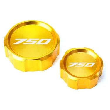 Imagem de Tampa de enchimento de óleo da tampa do reservatório de freio dianteiro traseiro da motocicleta compatível com Z750 Z 750 Z750S 2005 2006 2007 2008 2009 2010 2011 2012 (2 dourados)