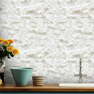 Imagem de ESSMOKO Papel de parede texturizado clássico luxo 3D fundo de montanha PVC autoadesivo impermeável quarto sala de estar cozinha papel de parede cinza 45 * 300 cm