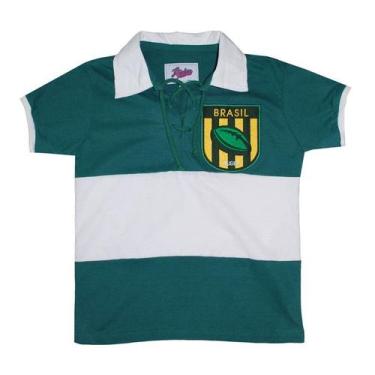 Imagem de Camisa Brasil Rugby Liga Retrô Infantil  Verde 10, Verde, Branco, 10