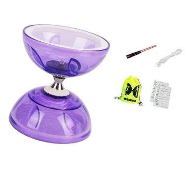 Imagem de MERIGLARE Conjunto de brinquedos Diabolo chinês, ioiô, brinquedo de malabarismo portátil divertido com bolsa de armazenamento, rolamento triplo, conjunto, S Purple