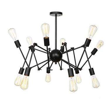Imagem de Lustre de vento industrial estilo vintage, luzes E27, lustre Sputnik para piso inclinado, teto, quarto, sala de estar, sala de jantar, cozinha, iluminação cromada