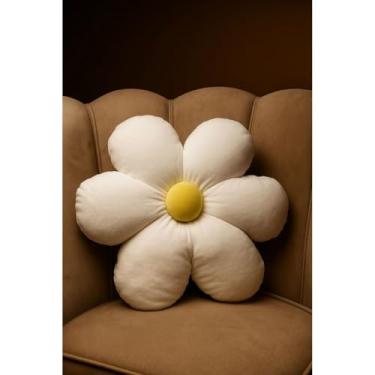 Imagem de Almofada Decorativa Margarida em Cetim - Formato Floral para Ambientes Internos (BRANCA)