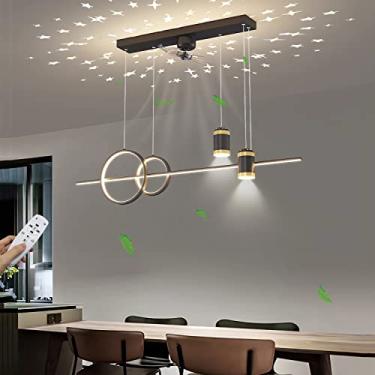 Imagem de Ventilador de teto com iluminação 50W Moderno Regulável LED Sala de jantar Lâmpadas giratórias Luzes pendentes silenciosas com ventilador e controle remoto Mesa de jantar Luminária pendente