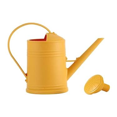 Imagem de Regador Garrafas de rega boca longa ferramentas jardim jarra para jarda vasos flores pátio chaleira portátil para ao ar livre cabo curvo(Yellow)