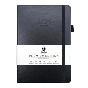 Imagem de Agenda 2026, agenda A5, agendas diárias/semanais/mensais, agenda de 14,5 x 21,6 cm, calendário diário 2026, capa de couro PU, papel grosso de 100 g/m², planejadores para escola, escritório, casa