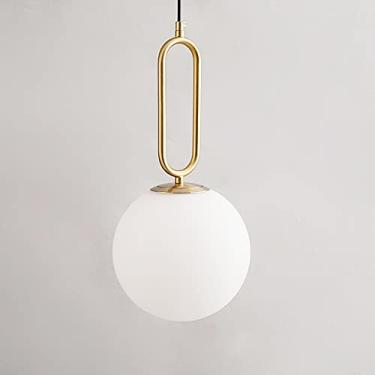 Imagem de YQSLQZZ 1 luminária pendente de globo de luz, iluminação decorativa de cabeceira luzes de teto douradas com sombra de globo de vidro para sala de jantar, cozinha, ilha, lustre