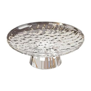 Imagem de predolo Fruteira de pedestal, tigela decorativa, prato portátil para comida, lanche, bandeja para armazenamento de doces para decoração de mesa de escritório, Branco E Prata