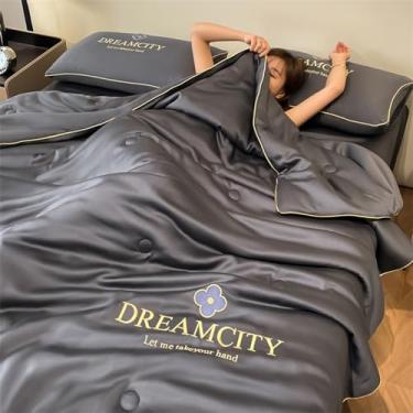 Imagem de 5JJJLOOOPP Colcha Queen Size - Conjunto de lençóis de edredom requintado e bordado - Cobertor de colcha legal de verão para decoração de cama para quem dorme quente e suado (K, 200 x 231 cm) (N 4