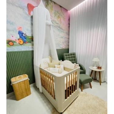 Imagem de Mosquiteiro Tenda Teto Cabana Dossel Microtule Para Berço Branco - POL