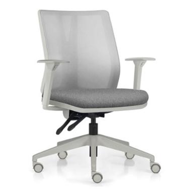 Imagem de Cadeira de Escritório Giratória Diretor Flow F02 Base Cinza Linho Cinza Escuro - Lyam Decor