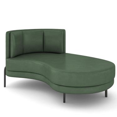 Imagem de Sofá Chaise Longue Sala de Estar Living Lucca Direito D02 Couríssimo Verde B-89 - Lyam Decor