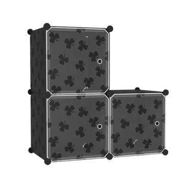 Imagem de C&AHOME Organizador de armazenamento de cubos com portas, prateleiras de 3 cubos, estante modular de plástico DIY, prateleira de armazenamento de roupas de armário ideal para quarto, sala de estar