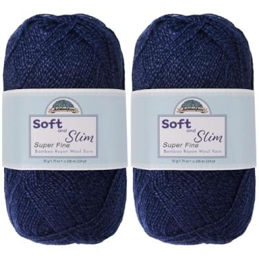 Imagem de JubileeYarn fio macio e fino - 50 g/novelo de lã de raiom de bambu - azul ardósia - 2 novelos