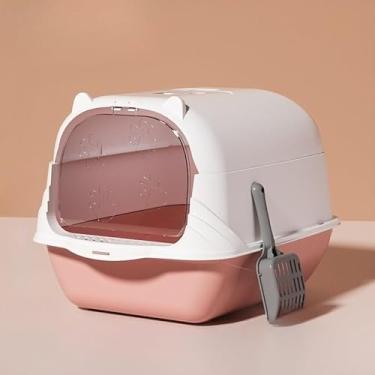 Imagem de Banheiro de gato Caixa de areia fechado grande completo filtro pá higiênica peneira bandeja (ROSA)