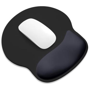 Imagem de ITNRSIIET Mouse pad ergonômico com descanso de pulso de espuma viscoelástica mais amplo + 17%, almofada curva reduz a pressão em 20%, alívio da dor, antiderrapante, suave, acessório de mesa de cor