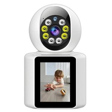 Imagem de Câmera De Segurança Com Monitor Wi-fi 4MP Videochamada Idosos E Crianças Visão Noturna Rotativa