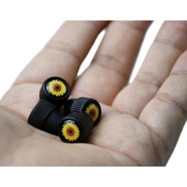 Imagem de Tampa da haste da válvula de pneu com emblema de girassol para captador de carro, motocicleta, bicicleta, carrinho de golfe, quadriciclo, feliz, amizade, lealdade, esperança, sol, verão, casamento,