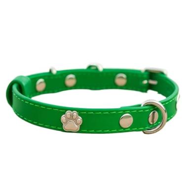 Imagem de Coleira Cachorro Couro Legítimo Rosa Filhote Delicada Passear Moda Fina Ajustável Confortável Moda(Verde,PP)