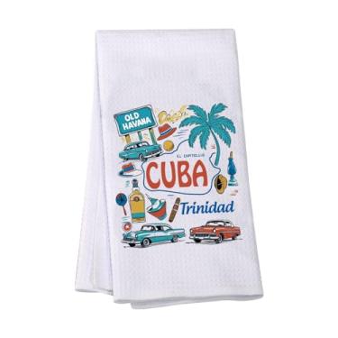Imagem de VAMSII Cuba City Lembrança Presente Cuba Viagem Tema Toalha de Cozinha Cuba Presente de Férias Cuba Presentes de Lua de Mel (USCubaTowel)