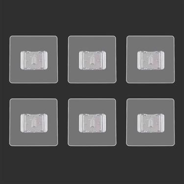 Imagem de CARURLIFF 6 peças de adesivos retangulares de 3,38 cm para chuveiro, adesivo de substituição, quadrado autoadesivo transparente, sem ganchos para organizador de banheiro e cozinha, 3,5 cm