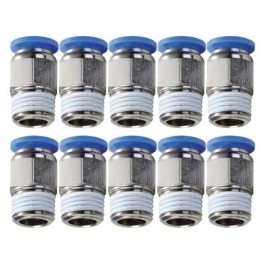 Imagem de 10 Conexão Pneumática Engate Rápido Reta Macho 1/4 Npt X 8mm