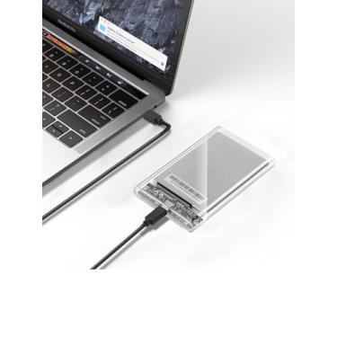 Imagem de Compartimento de disco rígido de 2,5 polegadas 5Gbps USB C 3.1 para SATA III adaptador transparente para SSD de 2,5 polegadas e HDD 7 mm/9,5 mm, capa de disco rígido externo, até 5 TB