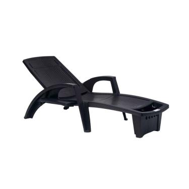 Imagem de Espreguiçadeira Sole Reclinável Preta Em Polipropileno Com Proteção Uv Pisani