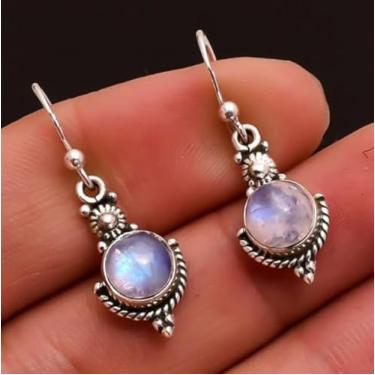 Imagem de Brincos vintage com pingente de gota d'água e pedra da lua – Joias pendentes para festa de casamento, middle, Liga de aço, Sem pedra preciosa