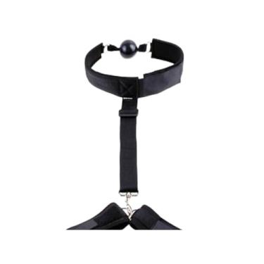 Imagem de BDSM Conjunto de bondage sexual bola de boca gags kit de restrições de pescoço a pulso brinquedos sexuais para casais ajustável atrás das costas conjunto de restrições de bondage adulto iniciante SM