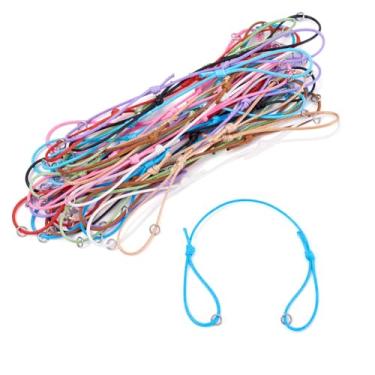 Imagem de Pulseira ajustável de 30 peças de corda trançada de nylon sólido misturado pulseiras da amizade cordas torcidas com anel de salto achados para fabricação de joias DIY suprimentos de artesanato 4-3/8~8