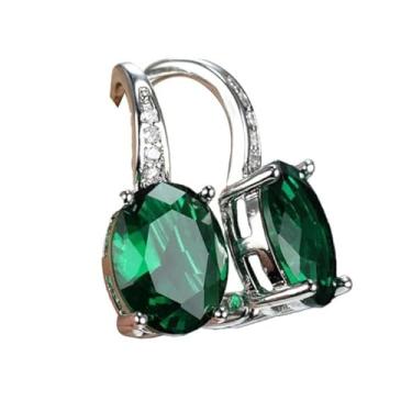 Imagem de Brincos pendentes de zircônia cúbica folheados a ouro branco azul verde para mulheres, noivas, festas diárias, joia leve, brinco, presente para ela, 2inch, Cobre, Sem pedra preciosa