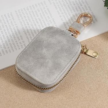 Imagem de Capa de fone de ouvido com proteção de poliuretano portátil, estilo vintage, botão de pressão, fecho de metal, clipe antiarranhões, bolsa de transporte com chaveiro