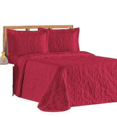 Imagem de Cobre Leito Colcha Queen Mobili 03 Peças - Vermelho - 100% Poliéster