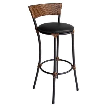 Imagem de Banqueta Alta Forts Com Encosto Aço Carbono E Fibra Sintética Argila-preto