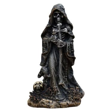 Imagem de Estatueta Grim Reaper Skeleton 15 cm de resina com cruz de Halloween