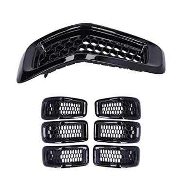 Imagem de Zerodis A Grade Frontal Insere A Grade Insere o Fluxo de Ar para Evitar Superaquecimento Capa Frontal Protect Os Acessórios do Carro do Motor Fit para Cherokee 2014-2018 Grilha Front (Quadro