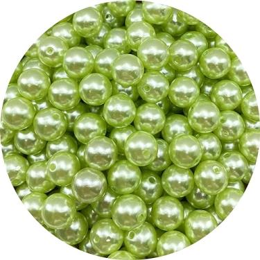 Imagem de Tingoons 300 peças de contas de pérola de 8 mm com furo redondo solto lustre artesanato contas para decoração de casa preenchedores de vasos faça artesanato faça joias fazendo joias colar brincos (verde claro)