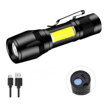 Imagem de Lanterna Tática Mini LED USB - Recarregável, Alta Potência, Longo Alcance, Portátil e Durável para Camping, Carro, Sobrevivência