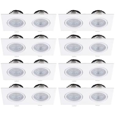 Imagem de Kit 8x Spot Embutir Duplo Face Plana Branco Quadrado LED Integrado 3000K 10W Bivolt