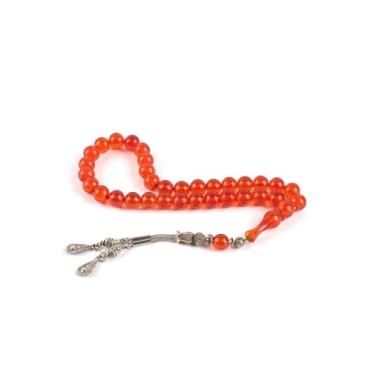Imagem de Rosário âmbar vermelho série Cinch com corte de cápsula de borla de metal