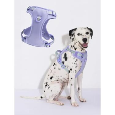 Imagem de Maogoublue Peitoral para cães à prova de fuga, colete ajustável com alça e anéis de coleira duplos, malha acolchoada macia para cães grandes, médios e pequenos, uso ao ar livre