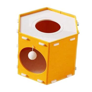Imagem de ShengQuanHao Casinha de Feltro para Gatos, Caverna para Gatinhos, Túnel, Móvel Espaçoso para Gatos de Pequeno, Médio E Grande, Dobrável, Cama Fechada, Laranja