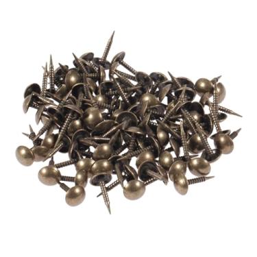 Imagem de 100 peças de tachas de estofamento de latão antigo, pregos decorativos de estofamento, pinos para móveis, sofás-cama, artesanato de madeira, placa de cortiça, projetos DIY, 0,8 x 1,5 cm