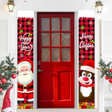 Imagem de WD&CD Faixa de decoração de Feliz Natal, ao ar livre, quintal, varanda, porta, sinal, faixa de boas-vindas para parede, decoração de festa em casa, decorações de Natal, ambientes internos e externos