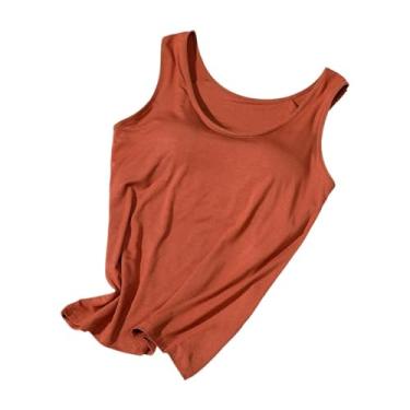 Imagem de Deevoka Tanque de tanques femininos de roupa básica sem mangas para a praia diariamente ciclismo de fitness, L, Tijolo Vermelho