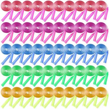 Imagem de Wlilupah 50 cordas coloridas para crianças com alças de plástico, presente para crianças, corda de pular ajustável de 2 metros para exercícios ao ar livre, equipamento de festa