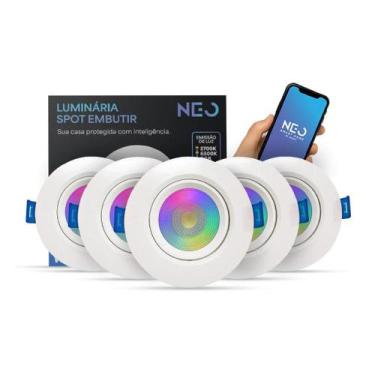 Imagem de Kit Spot Led Smart Wifi 2.4 GHz Embutir 5w RGB 110v 220v Quadrado ou R