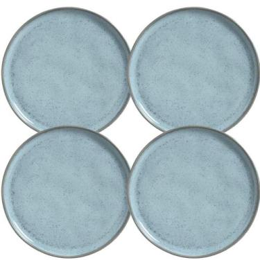 Imagem de Jogo 4 Pratos Rasos 27cm Cerâmica Stoneware Azul Porto Brasi - Porto B